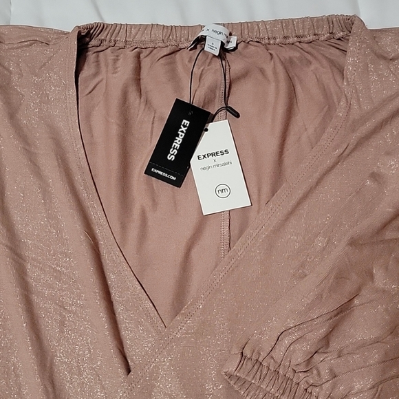 Metallic Tie Front Wrap Blouse - Picture 6 of 6